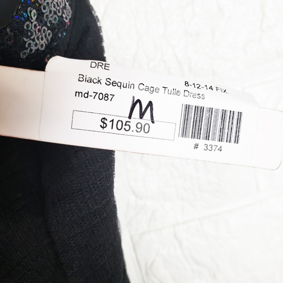 Minuet NWT Black Sequin Cage Tulle Dress Size M - Picture 8 of 8